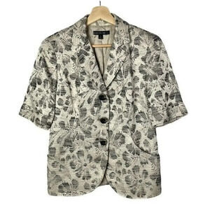 Lafayette 148 Beige & Black Floral Short Sleeve Blazer 4
